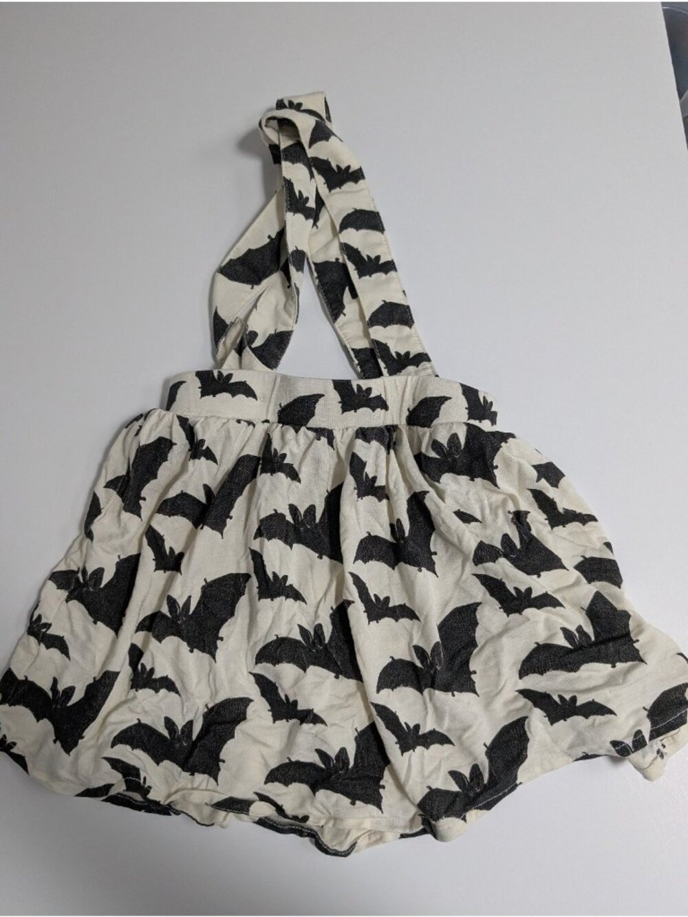 Kate Quinn Suspenders Skirt Bamboo Black & White Bats 2T Spooky Halloween